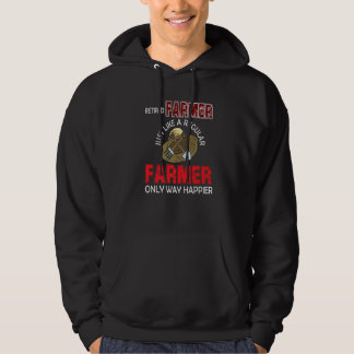 Vintage Retired Farmer Definition Farmer Only Happ Hoodie