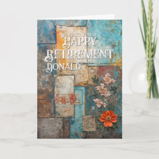 Vintage Retirement Card with Floral Collage Art