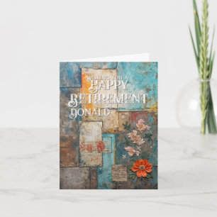 Vintage Retirement Card with Floral Collage Art