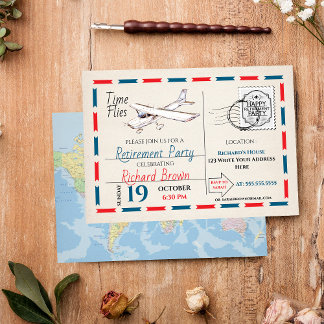 Vintage Retirement Party Invitation - Aeroplane 3