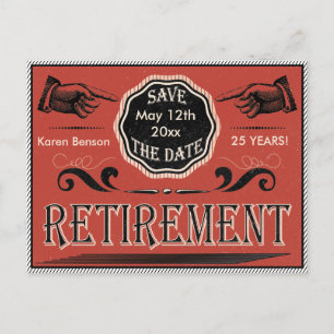 Vintage Retirement Save The Date Announcement Postcard