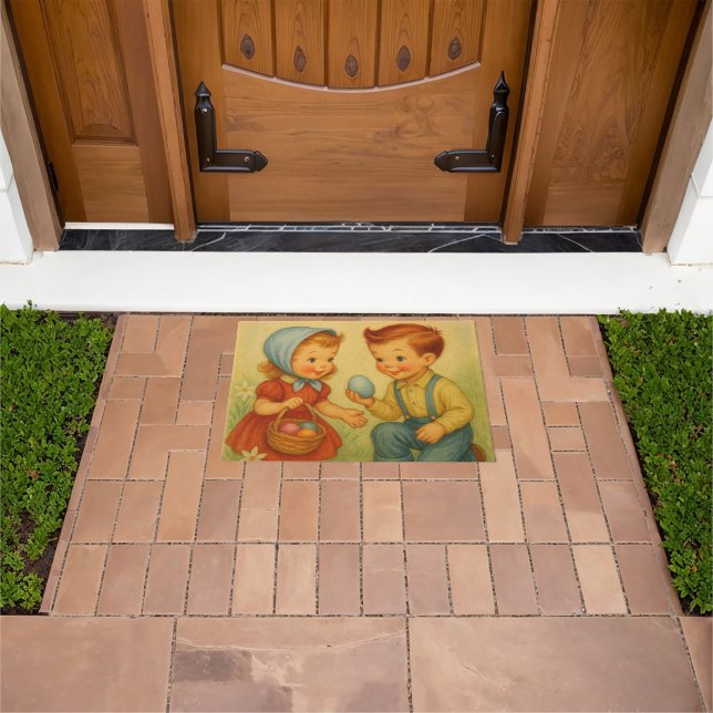 Vintage/retro 1950s Easter egg hunt Doormat (Outdoor)