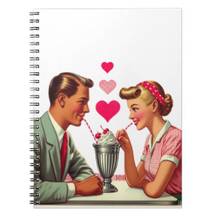 Vintage/retro 1950s malt shop Valentines Notebook