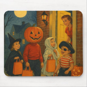 Vintage/retro 1950s trick or treating Halloween Mouse Pad