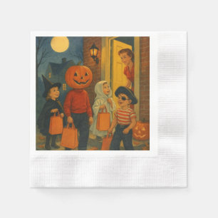 Vintage/retro 1950s trick or treating Halloween Napkin