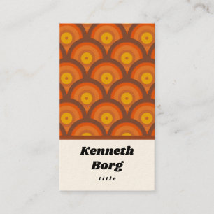 Vintage retro 1970 seventies brown orange business card