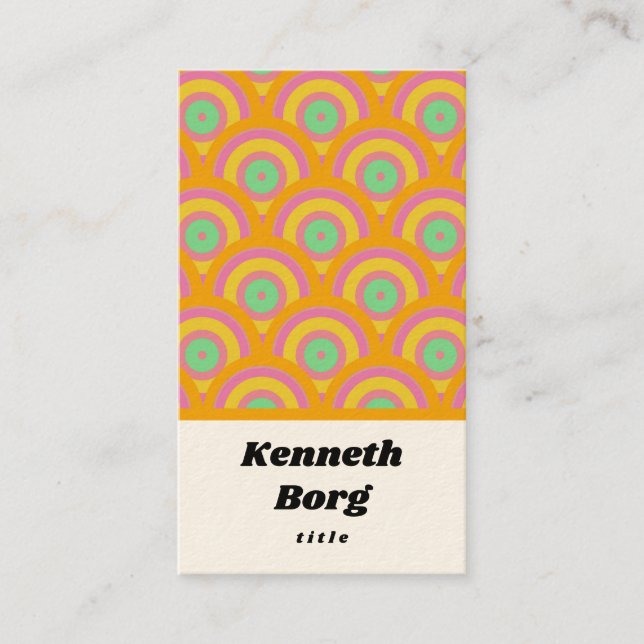 Vintage retro 1970 seventies pink aqua business card (Front)
