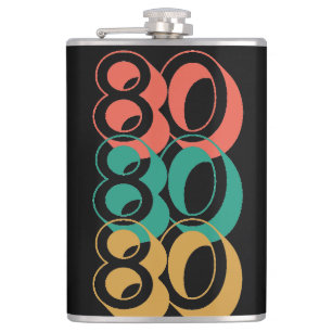 Vintage Retro 1980 Red Green Yellow  Hip Flask
