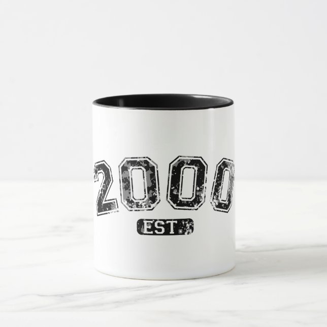 Vintage Retro 2000 Grunge Est. Established Graphic Mug (Center)