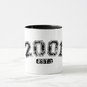 Vintage Retro 2001 Grunge Est. Established Graphic Mug