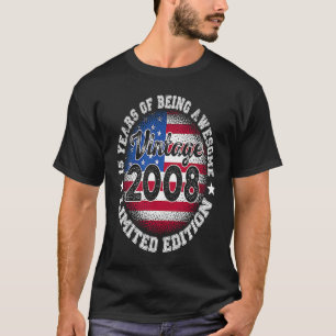 Vintage Retro 2008 15th Birthday 15 Years Old Amer T-Shirt