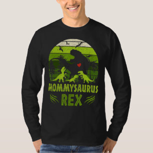 Vintage Retro 3 Kids Mommysaurus Dinosaur Family M T-Shirt