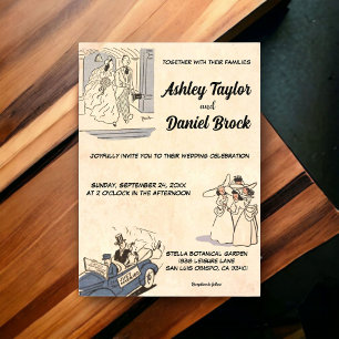 Vintage Retro 50s Romantic Comic Book Wedding Acrylic Invitations