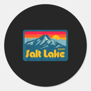 Vintage retro 70s 80s salt lake city utah mountain classic round sticker