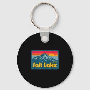 Vintage Retro 70s 80s Salt Lake City Utah Mountain Key Ring