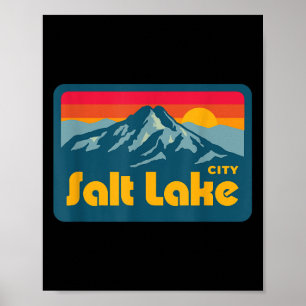 Vintage Retro 70s 80s Salt Lake City Utah Mountain Poster