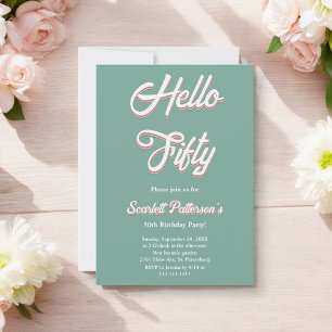 Vintage Retro 70s Groovy Modern 50th Birthday Invitation