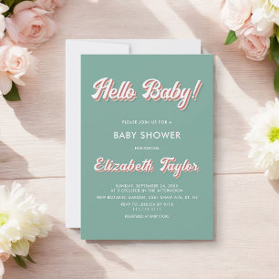 Vintage Retro 70s Groovy Modern Baby Shower Invitation