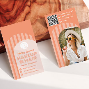 Vintage retro 70s tan arch photo makeup business card