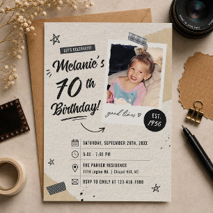 Vintage Retro 70th Birthday Photo Invitation