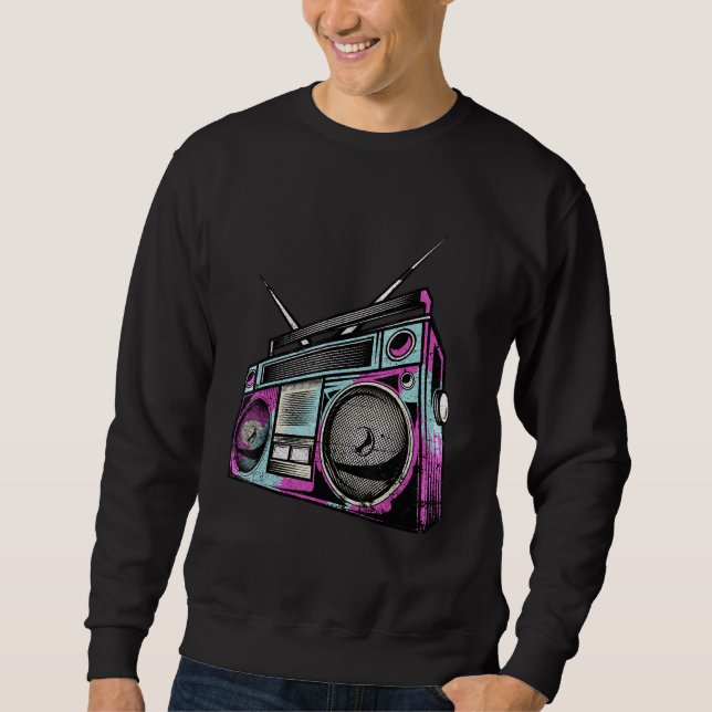 Vintage Retro 80s Boom Box Stereo Sweatshirt (Front)