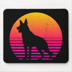 Vintage Retro 80's Style German Shepherd Mouse Pad