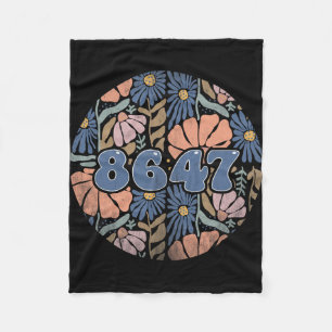 Vintage Retro 8647 Subtle Anti Trump 86 47 Floral Fleece Blanket