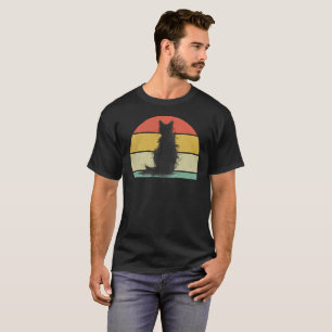 Vintage Retro Abstract Scribble Black Cat T-Shirt