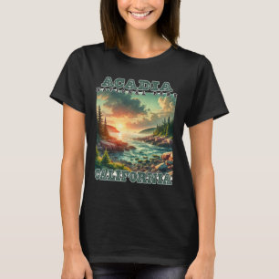 Vintage Retro Acadia National Camping Vacation Nat T-Shirt