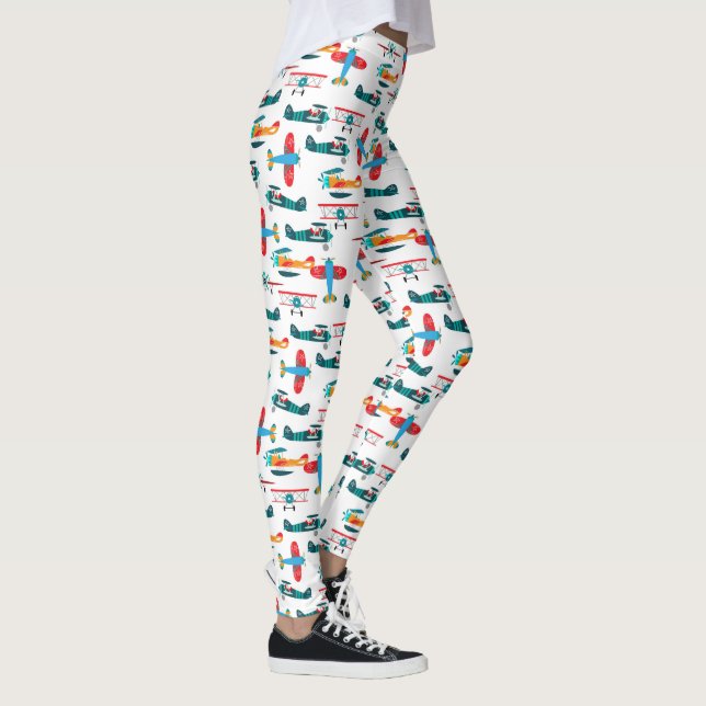 vintage retro aeroplane pattern leggings (Right)