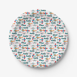 vintage retro aeroplane pattern paper plate