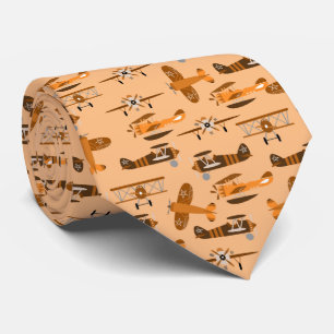 vintage retro aeroplane pattern tie