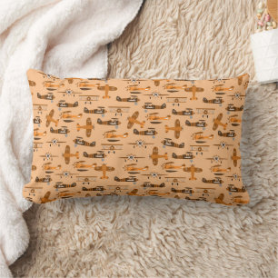 vintage retro airplane pattern lumbar cushion