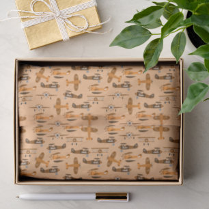 vintage retro airplane pattern tissue paper