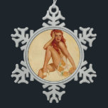 Vintage Retro Alberto Vargas Redhead Pin Up Girl Snowflake Pewter Christmas Ornament<br><div class="desc">Vintage Retro Redhead Pinup girl by Alberto Vargas from a 1940s Calendar. Alberto Vargas (9 February 1896 – 30 December 1982) was a noted Peruvian painter of pin-up girls. He is often considered one of the most famous of the pin-up artists</div>