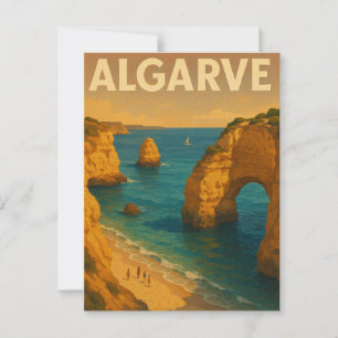 Vintage Retro Algarve Portugal Travel Postcard