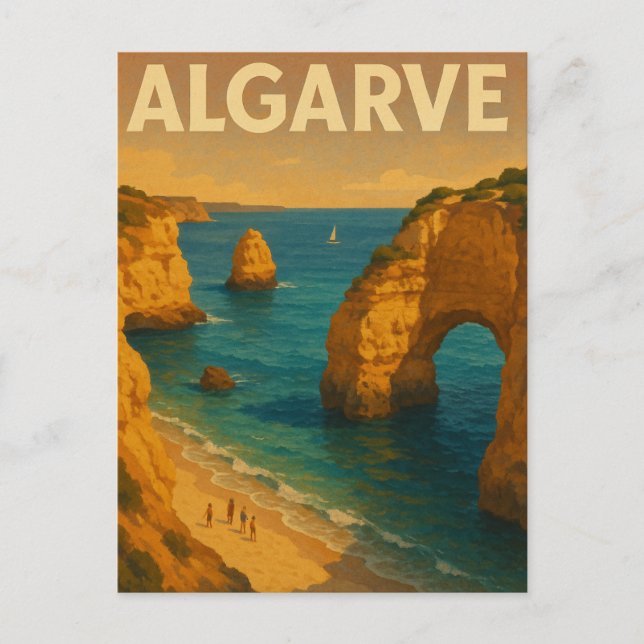 Vintage Retro Algarve Portugal Travel Postcard (Front)
