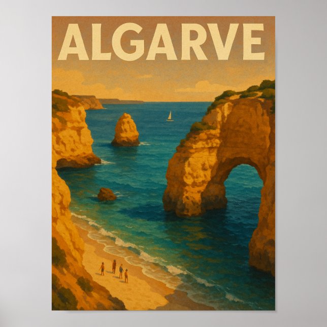 Vintage Retro Algarve Portugal Travel Poster (Front)