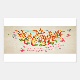 Vintage Retro All Santa’s Reindeer Rectangular Sticker