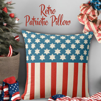 Vintage Retro American Flag Stars and Stripes Cushion