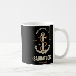 Vintage Retro Anchor Saugatuck Michigan Boating Sa Coffee Mug