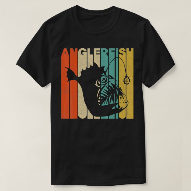 Vintage Retro Anglerfish Silhouette  T-Shirt (Design Front)