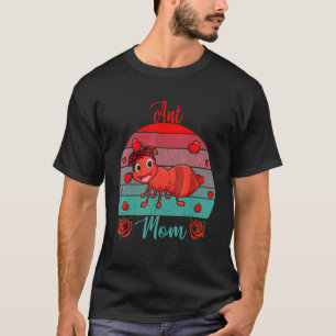 Vintage Retro Ant Mum Valentine Floral Insect Bow T-Shirt