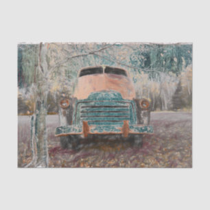 Vintage Retro Antique Rustic Teal Brown Truck Tissue Paper