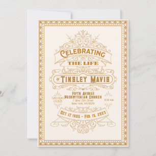 Vintage Retro Art Deco Photo Funeral Program Invitation