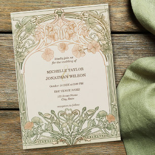 Vintage Retro Art Nouveau Botanical Garden Frame Invitation