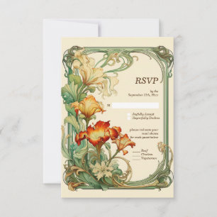 Vintage Retro Art Nouveau Botanical RSVP Card