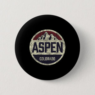 Vintage Retro Aspen Colorado Mountain Circle Skiin 6 Cm Round Badge