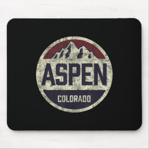 Vintage Retro Aspen Colorado Mountain Circle Skiin Mouse Pad