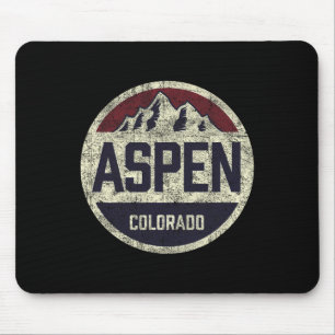 Vintage Retro Aspen Colorado Mountain Circle Skiin Mouse Pad